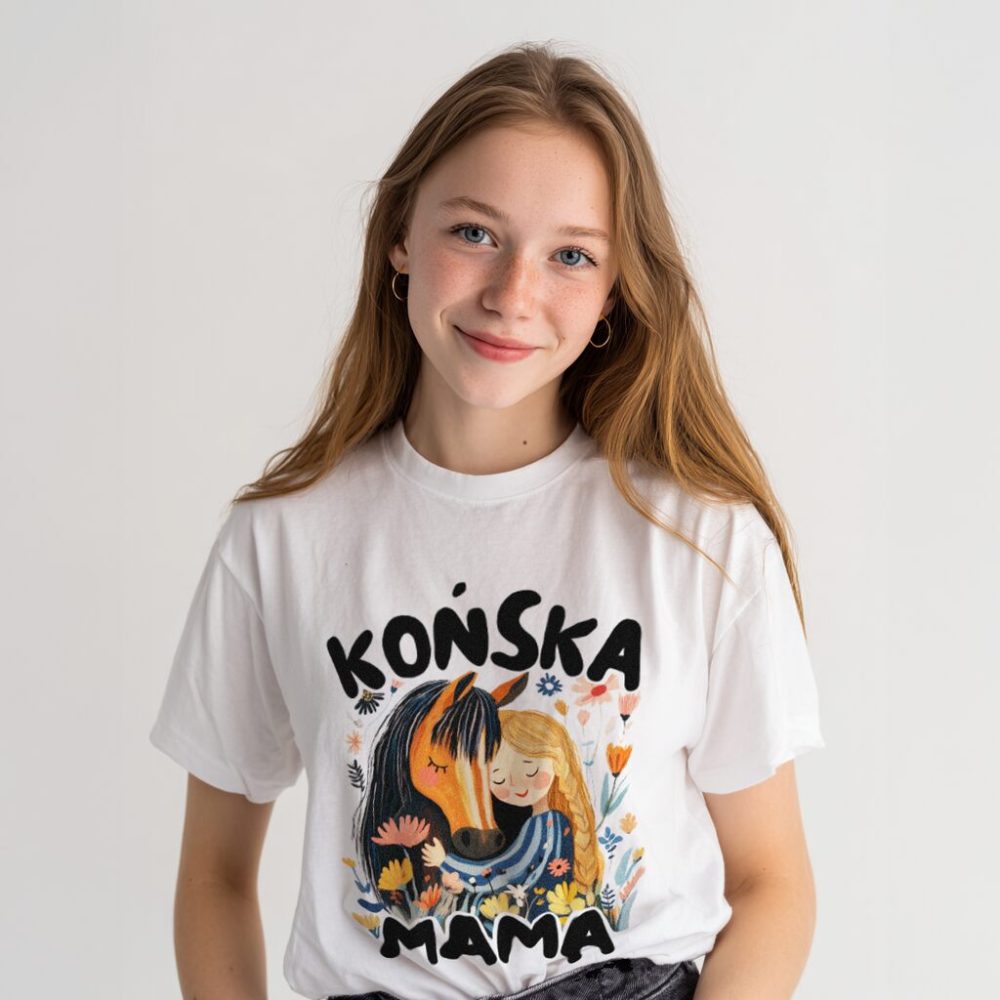 T-shirt Końska Mama Brązowy Koń — zdjęcie 4