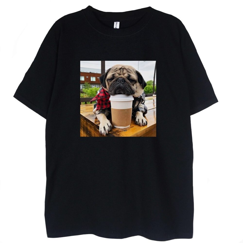 T-shirt Coffee Please Pug — zdjęcie 1