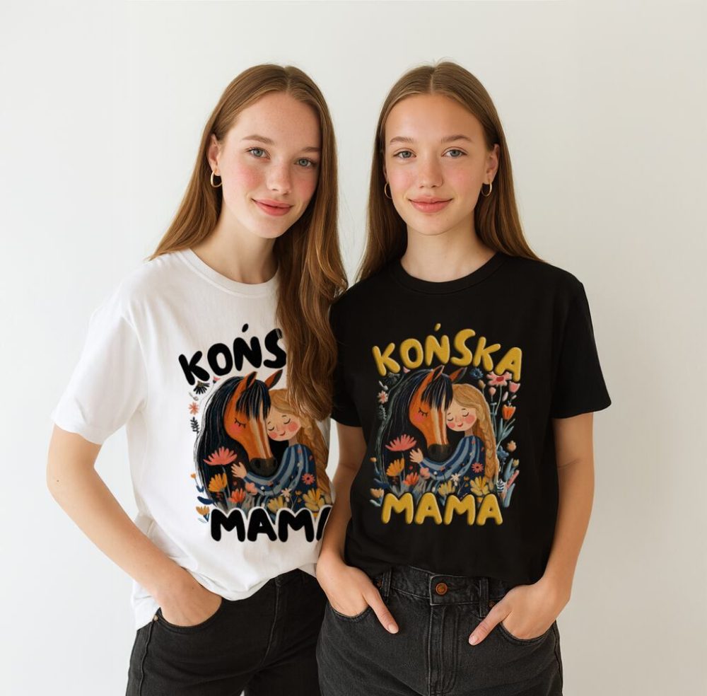 T-shirt Końska Mama Brązowy Koń — zdjęcie 3
