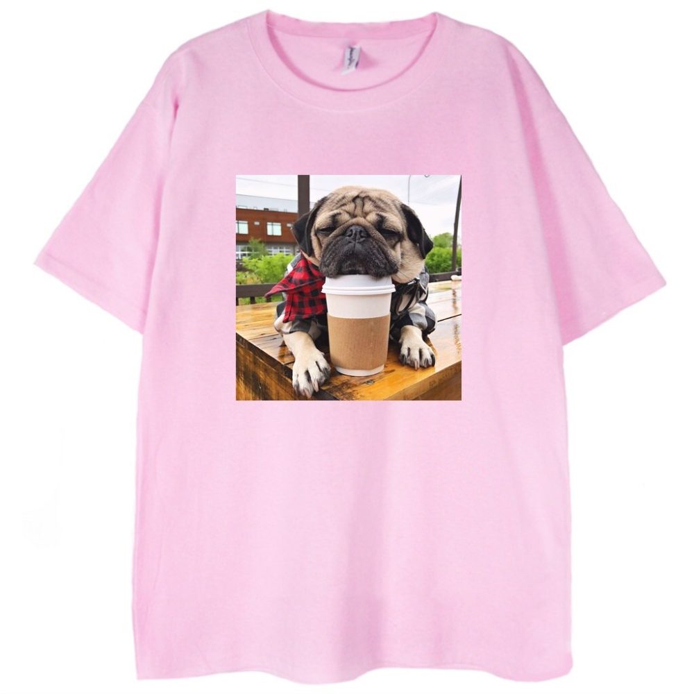 T-shirt Coffee Please Pug — zdjęcie 3