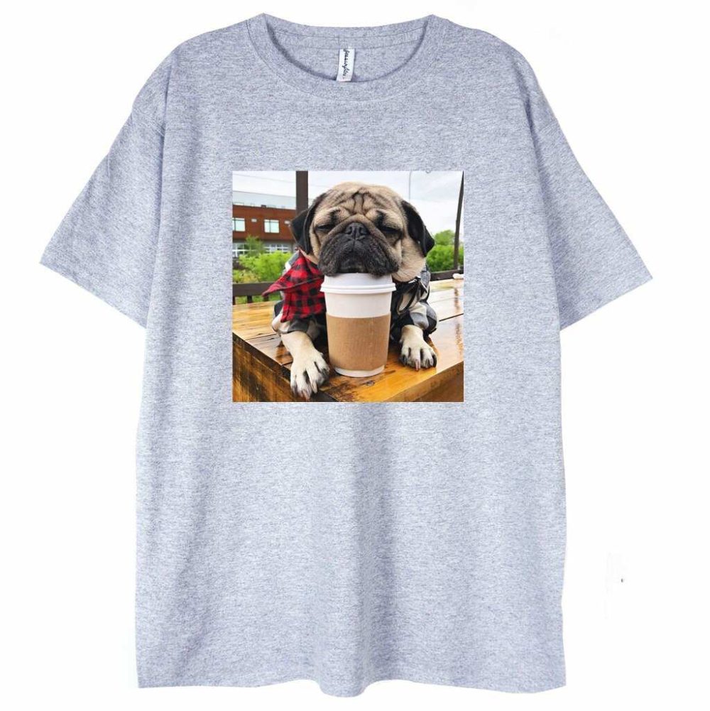T-shirt Coffee Please Pug — zdjęcie 2