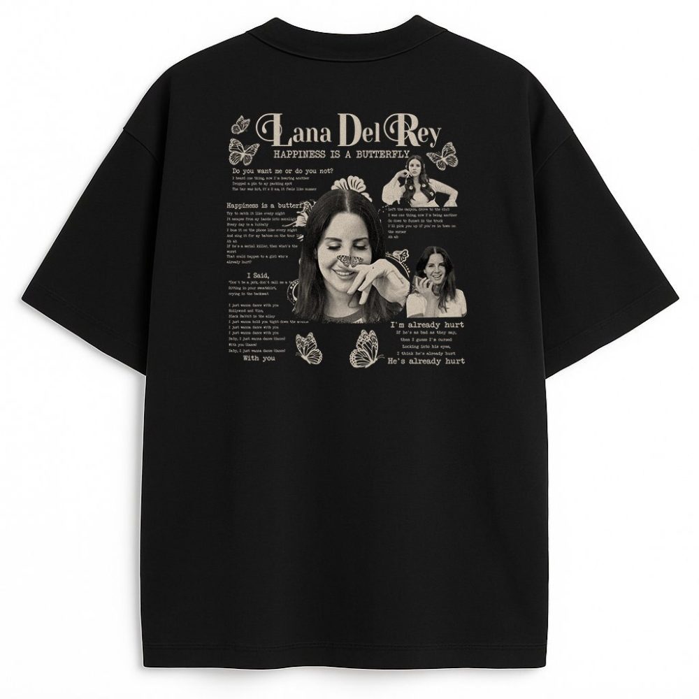 T-shirt dwustronny Lana Del Rey Happiness Is a Butterfly — zdjęcie 3
