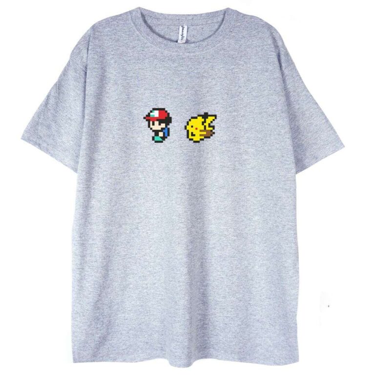 T-shirt Pixel Ash and Pikachu