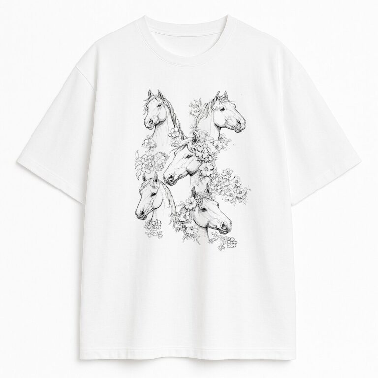 T-shirt Horses Line Art