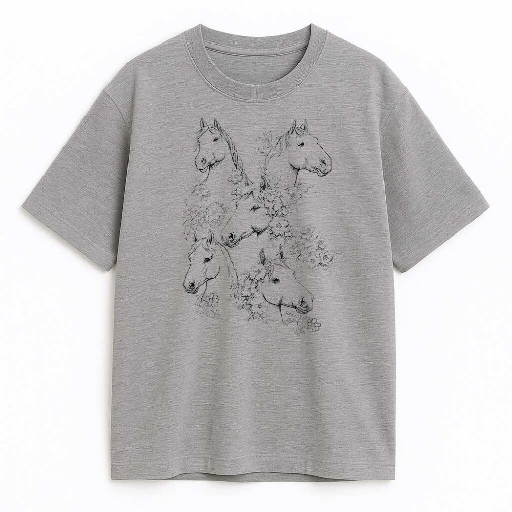 T-shirt Horses Line Art — zdjęcie 2