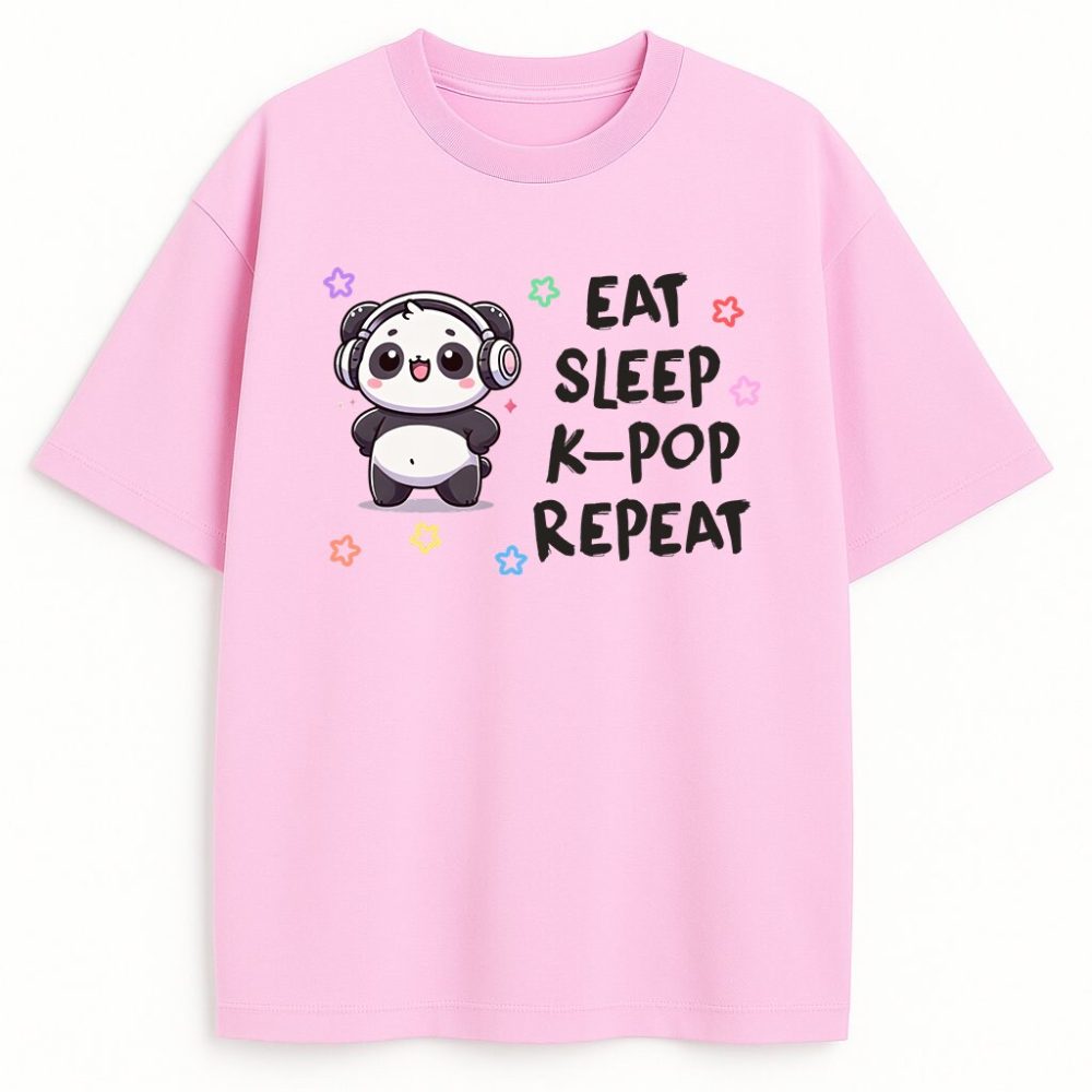 T-shirt Eat Sleep K-pop Repeat Panda — zdjęcie 1