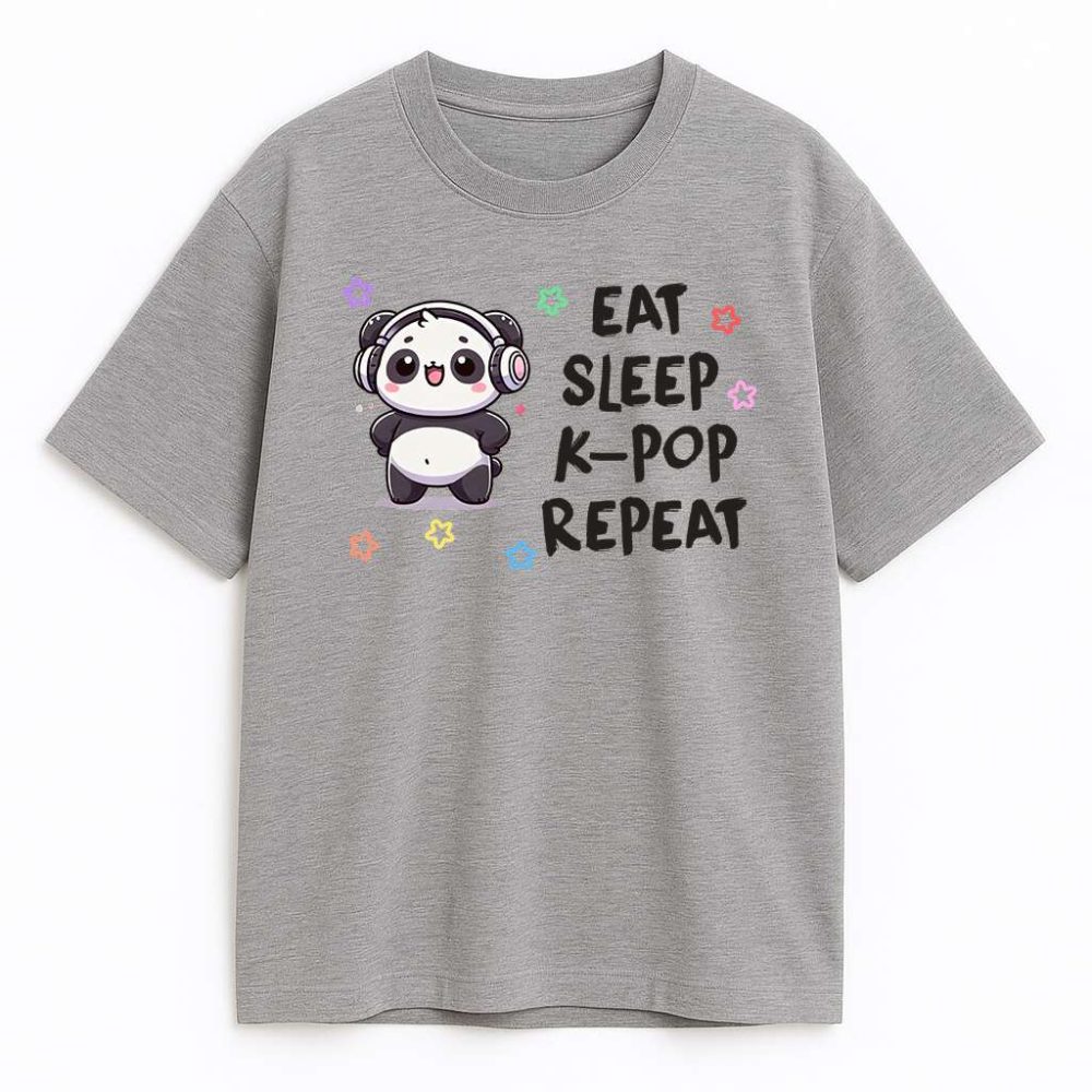 T-shirt Eat Sleep K-pop Repeat Panda — zdjęcie 4