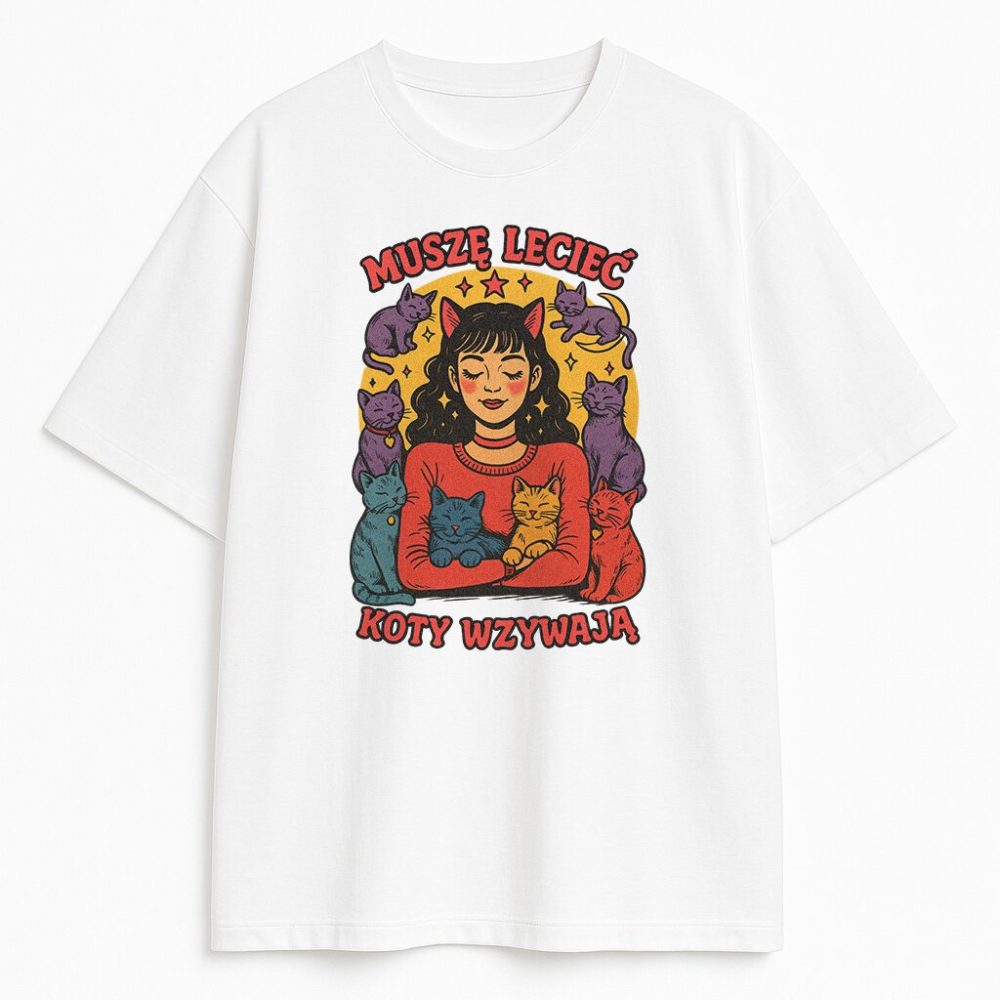 T-shirt Muszę Lecieć Koty Wzywają — zdjęcie 2
