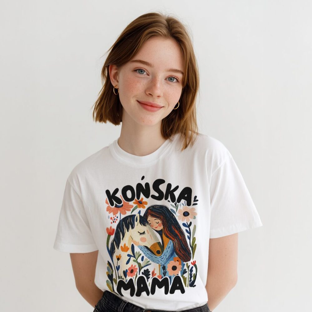 T-shirt Końska Mama Biały Koń — zdjęcie 4