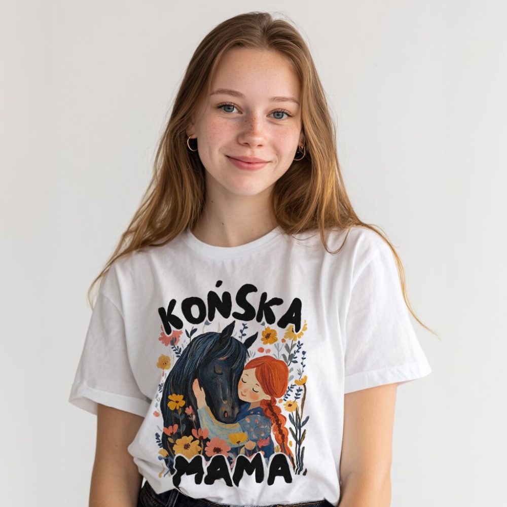T-shirt Końska Mama Czarny Koń — zdjęcie 4