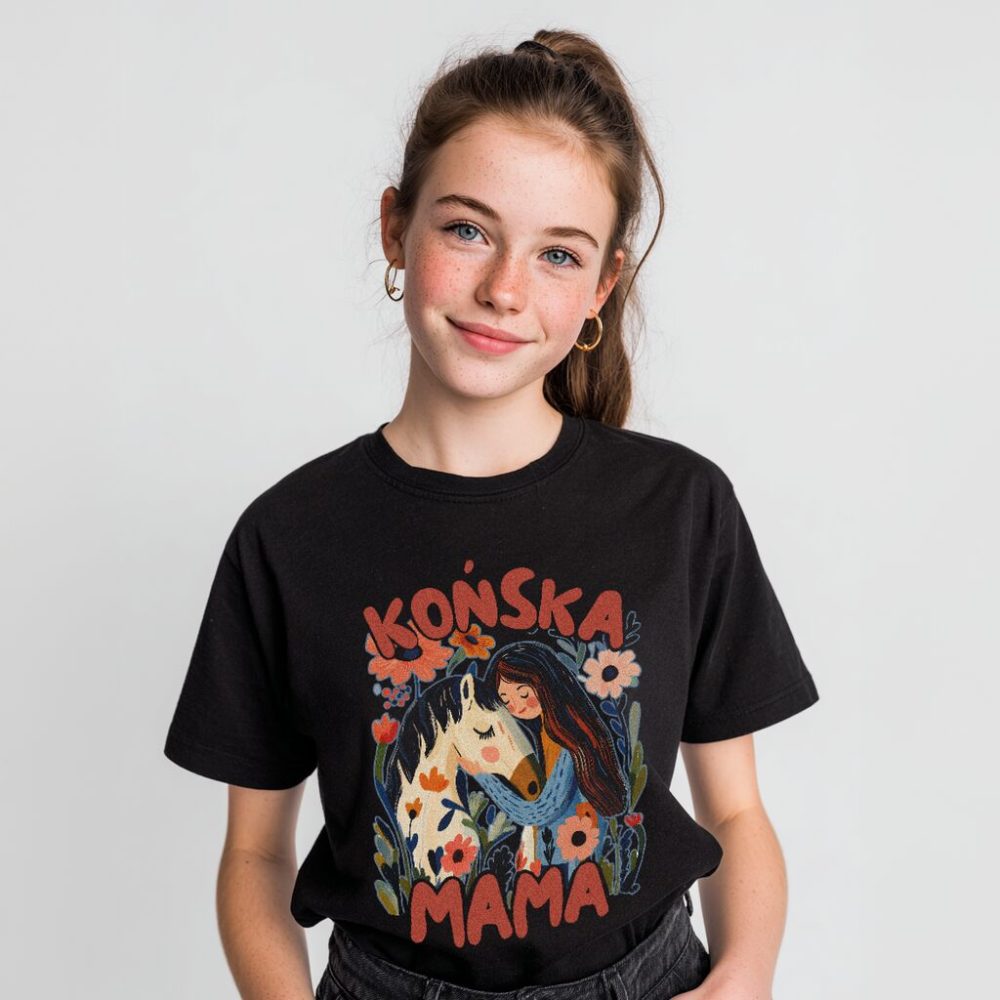 T-shirt Końska Mama Biały Koń — zdjęcie 2