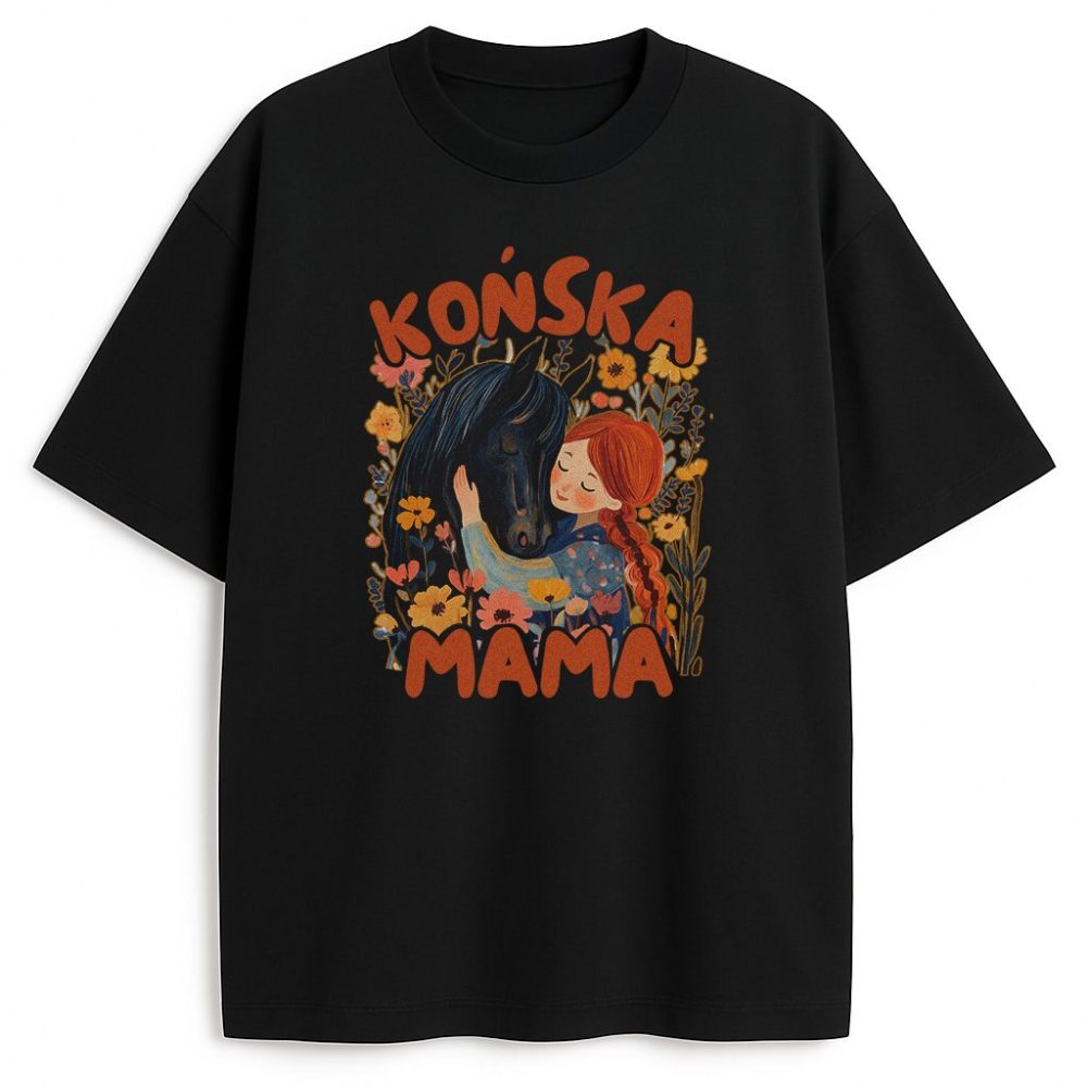T-shirt Końska Mama Czarny Koń — zdjęcie 1