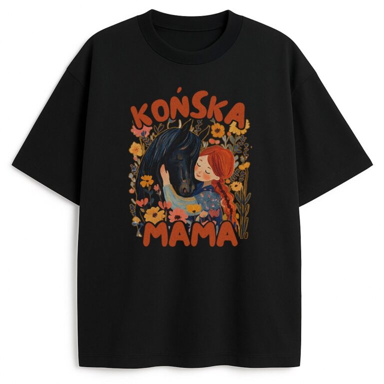 T-shirt Końska Mama Czarny Koń