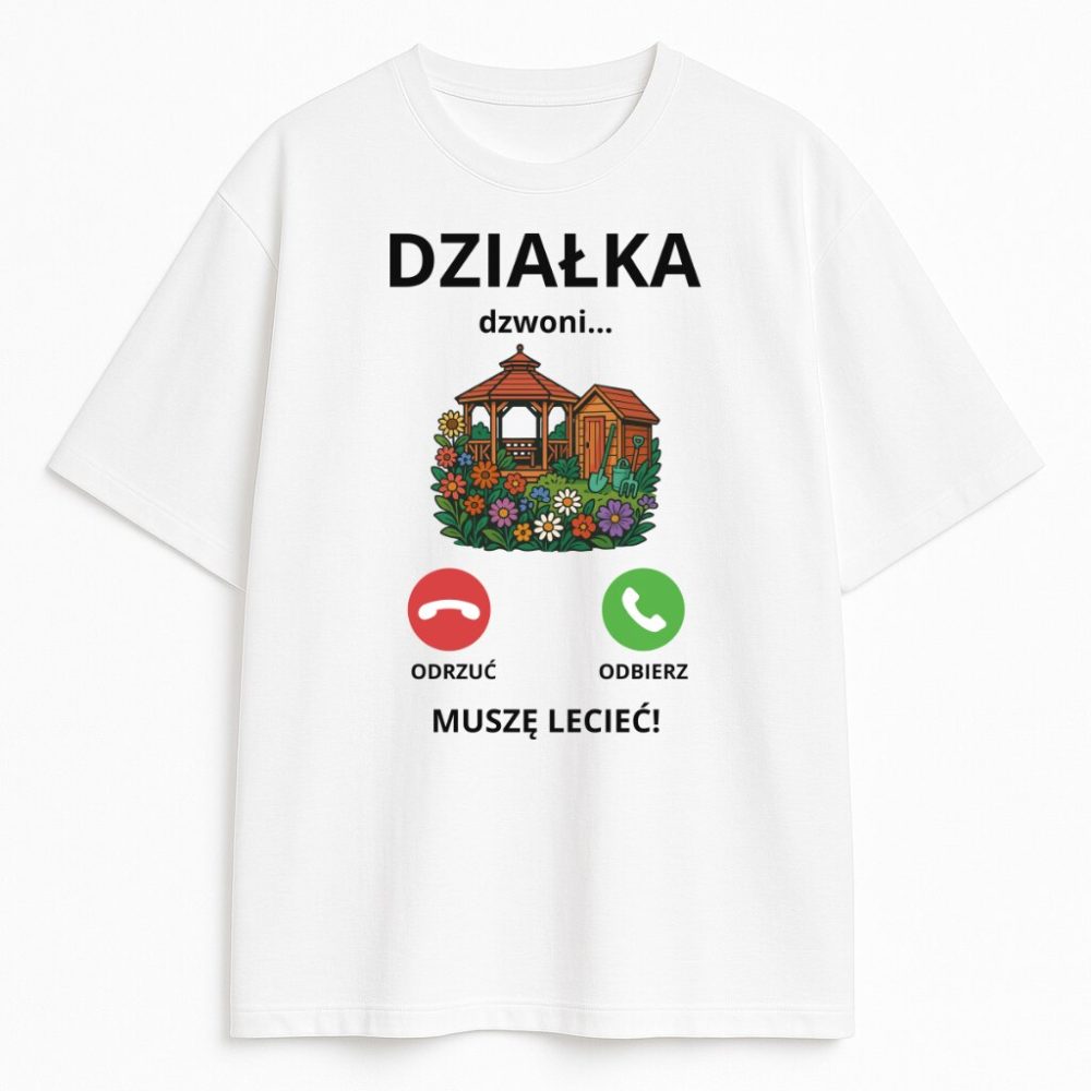 T-shirt Działka Dzwoni Muszę Lecieć — zdjęcie 2