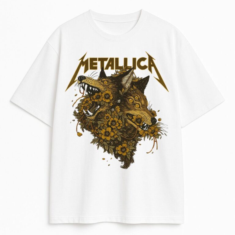 T-shirt Metallica Wolfs And Flowers