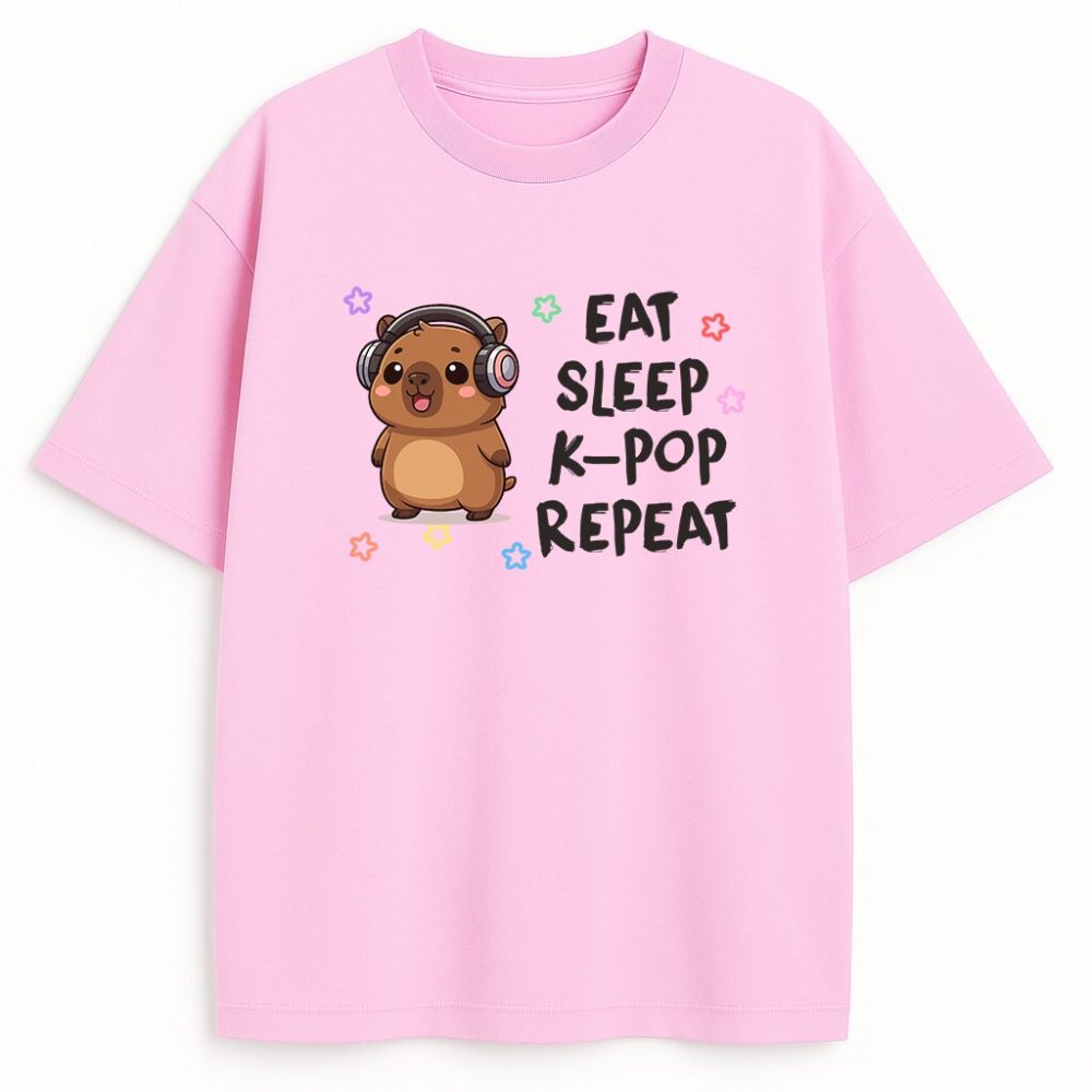 T-shirt Eat Sleep K-pop Repeat Kapibara — zdjęcie 2