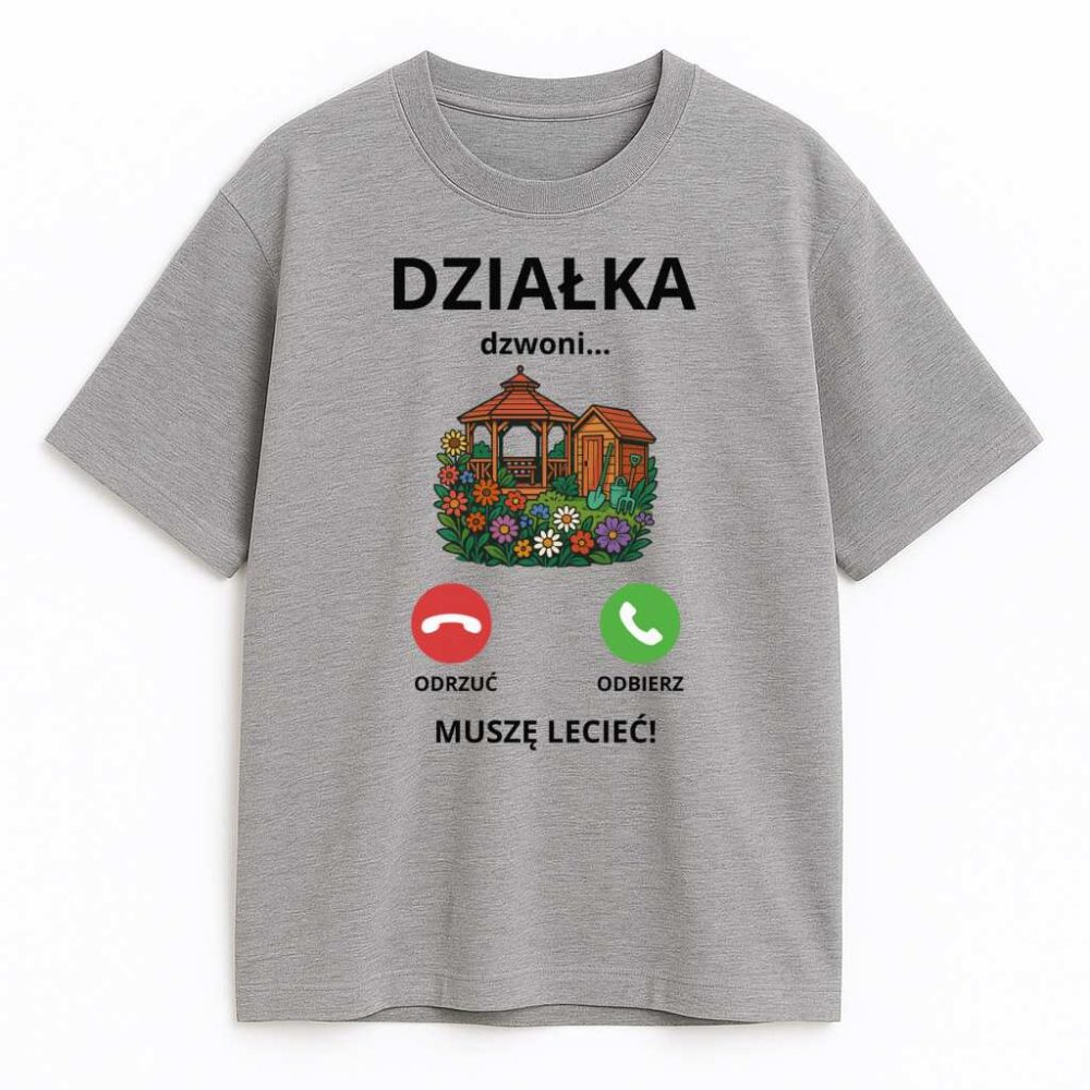 T-shirt Działka Dzwoni Muszę Lecieć — zdjęcie 1