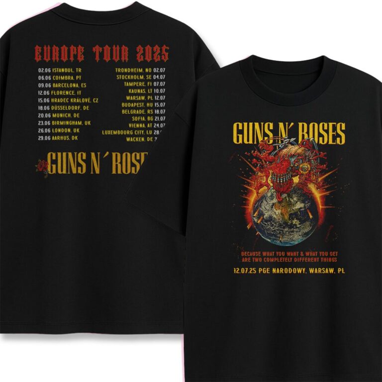 T-shirt dwustronny Guns N' Roses Europe Tour 2025 Wyprzedaż