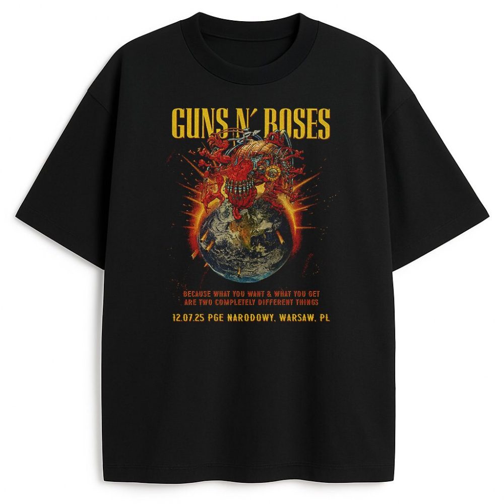 T-shirt dwustronny Guns N' Roses Europe Tour 2025 Wyprzedaż — zdjęcie 2