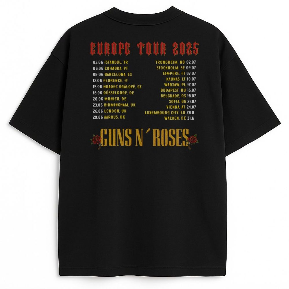 T-shirt dwustronny Guns N' Roses Europe Tour 2025 Wyprzedaż — zdjęcie 3