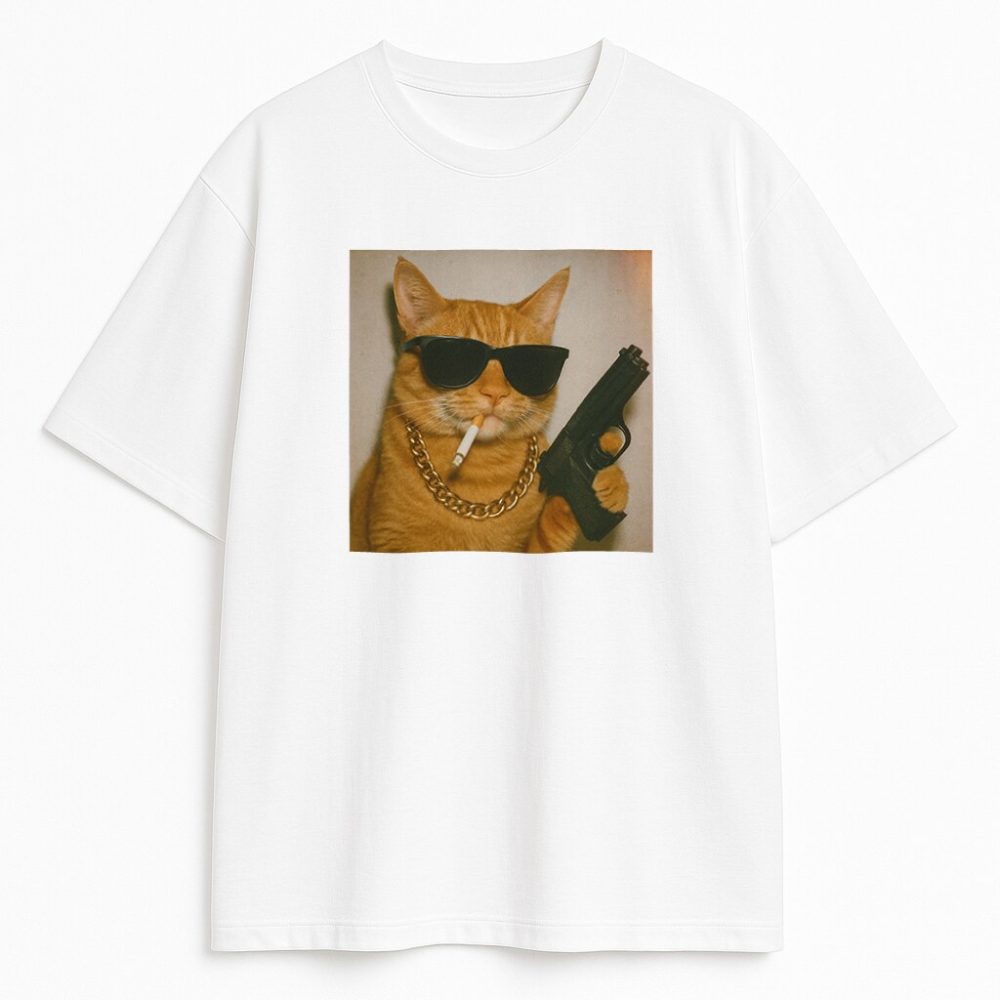 T-shirt Cat Gangsta Madafaka — zdjęcie 2