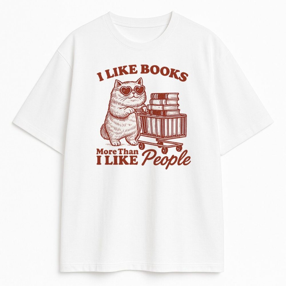 T-shirt I Like Books Cat — zdjęcie 2