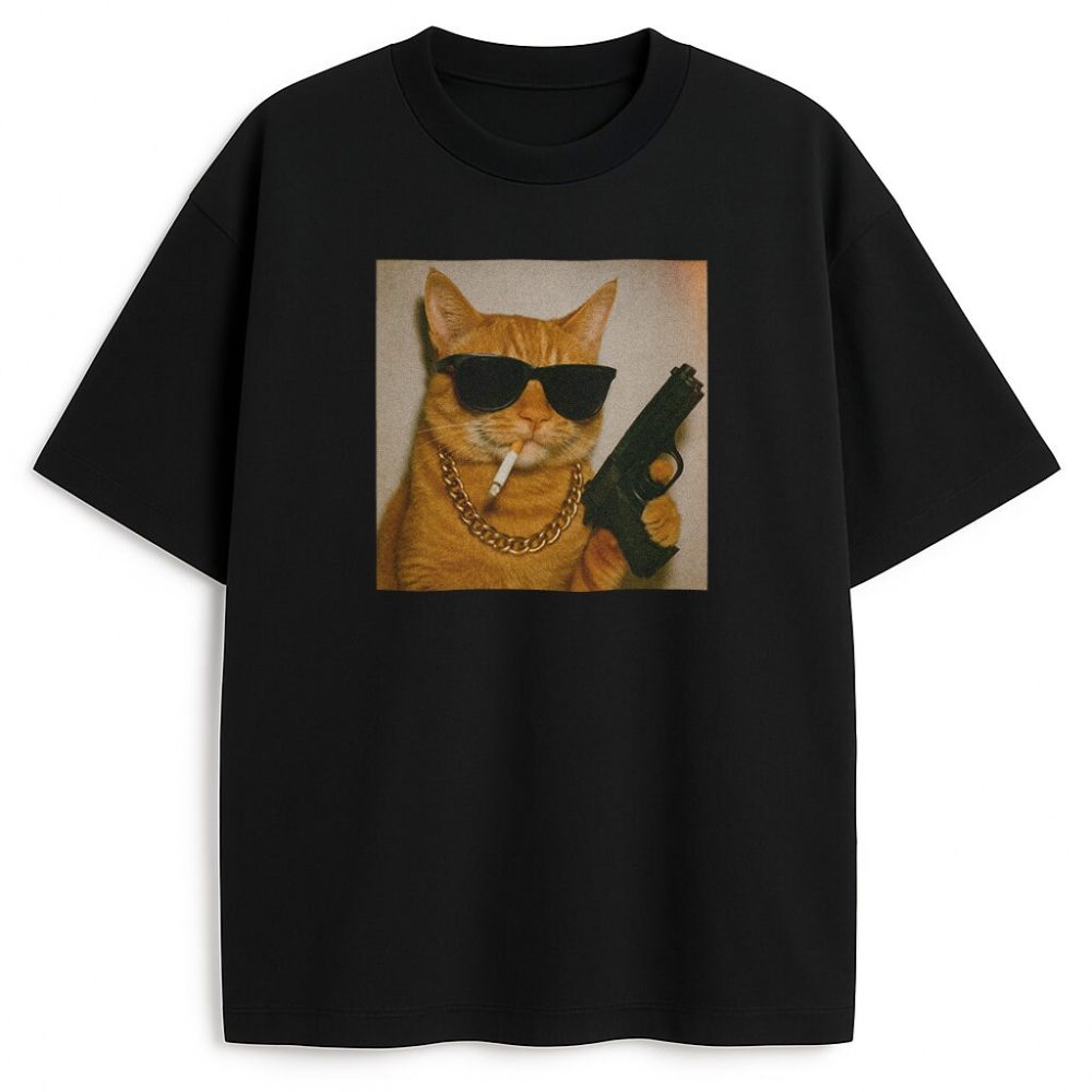 T-shirt Cat Gangsta Madafaka — zdjęcie 1