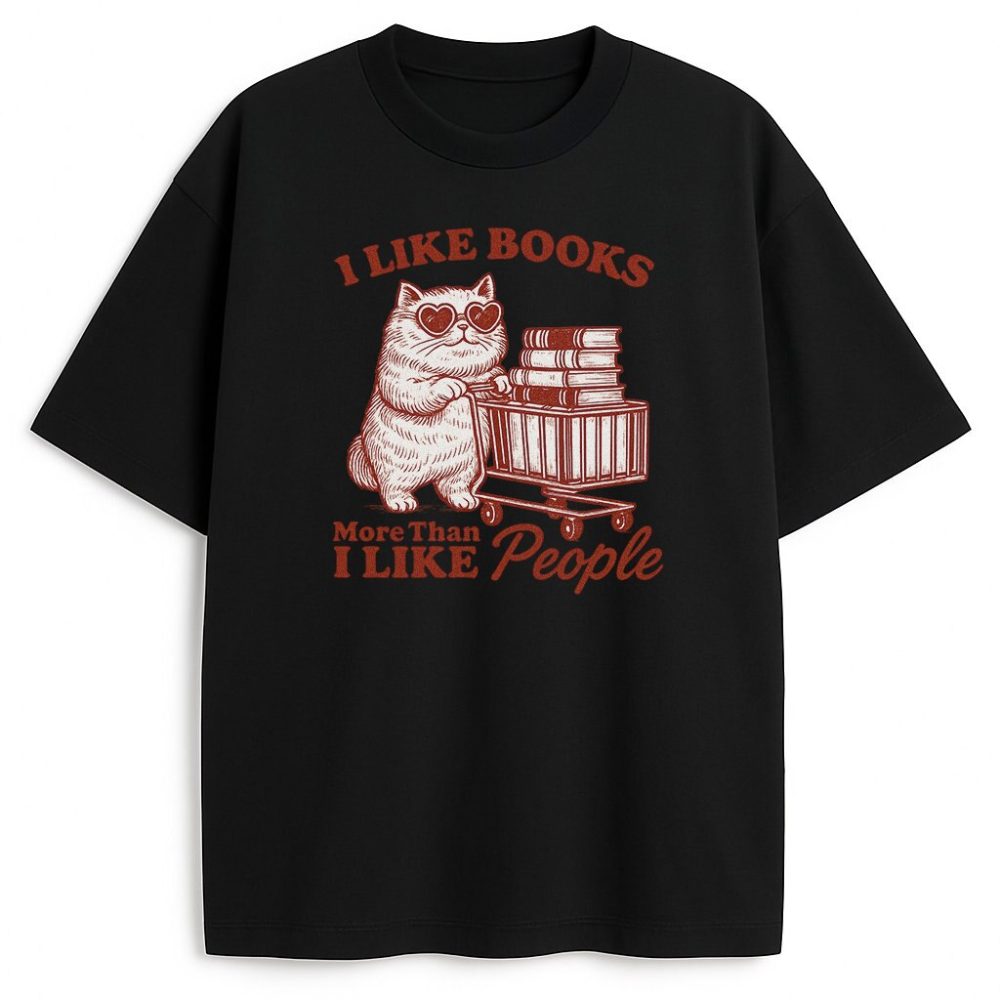 T-shirt I Like Books Cat — zdjęcie 4