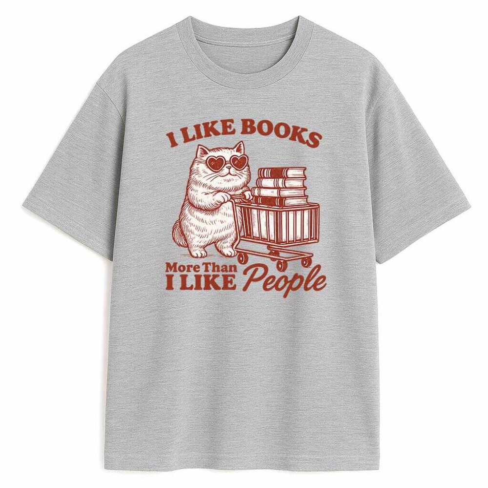 T-shirt I Like Books Cat — zdjęcie 3