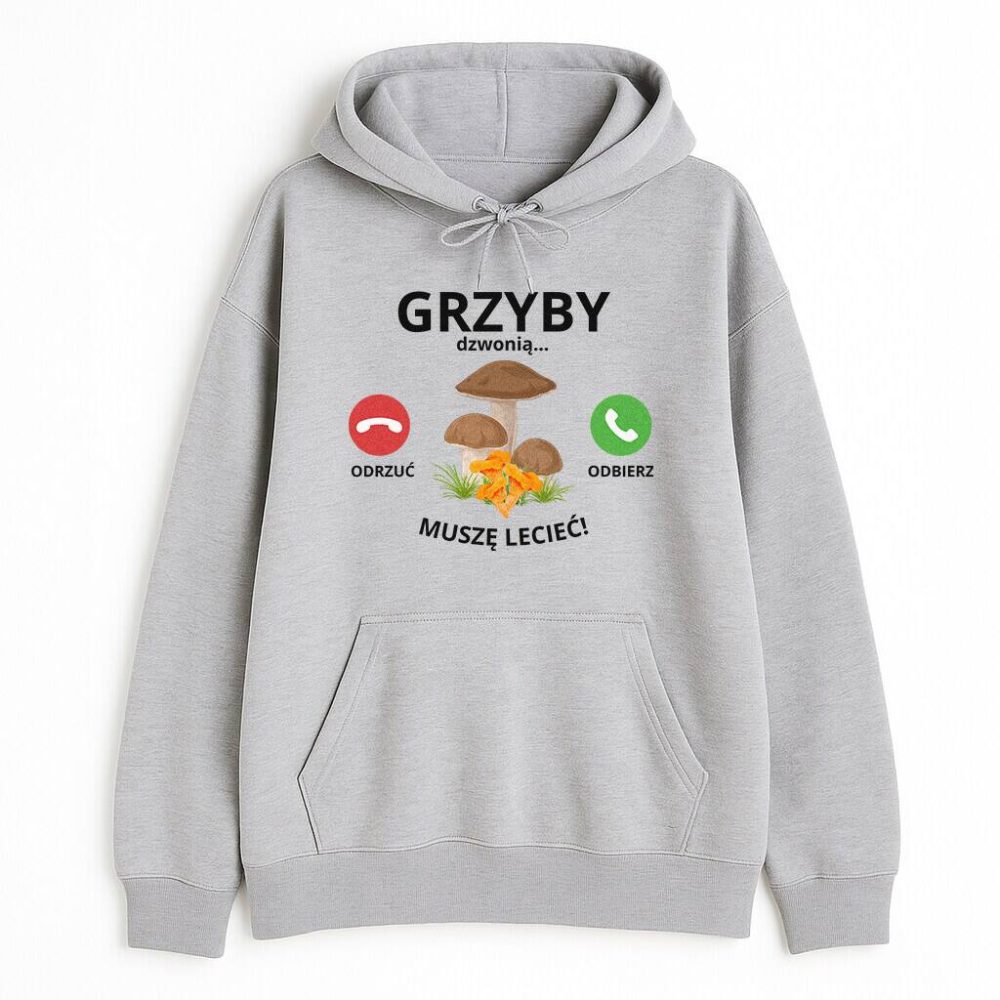 Bluza z kapturem Grzyby Dzwonią Muszę Lecieć — zdjęcie 2