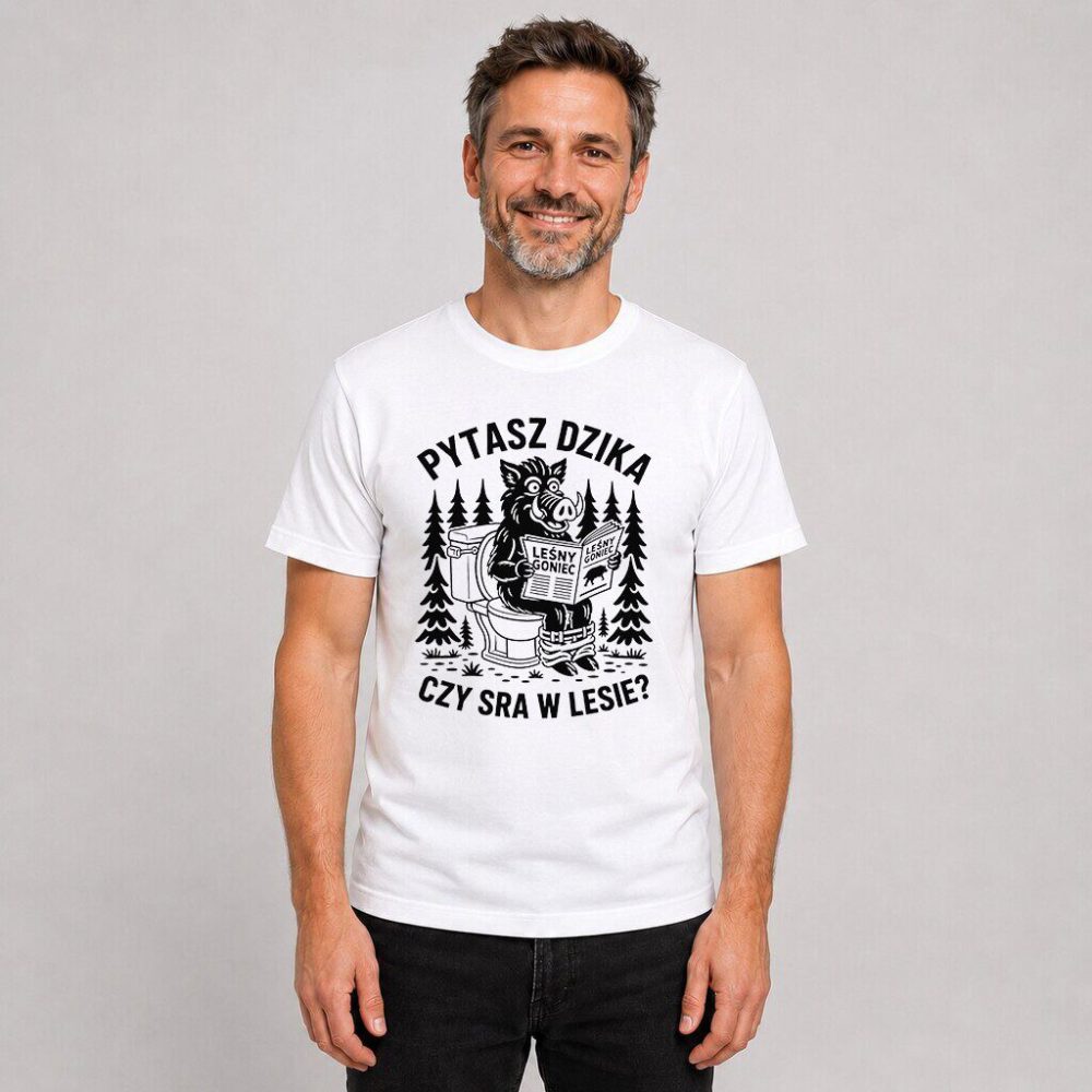 T-shirt Pytasz Dzika Czy Sra w Lesie — zdjęcie 4