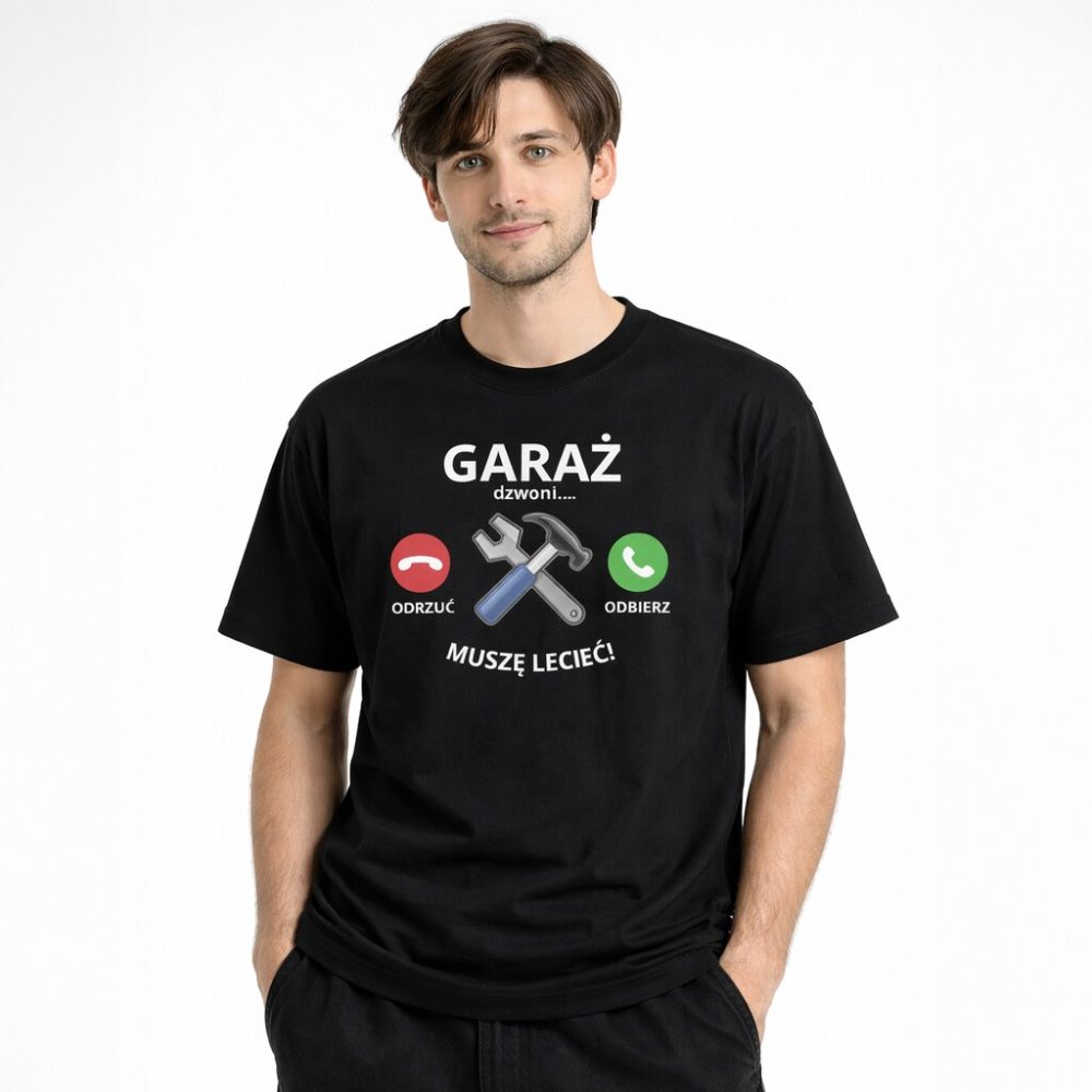 T-shirt Garaż Dzwoni Muszę Lecieć — zdjęcie 2