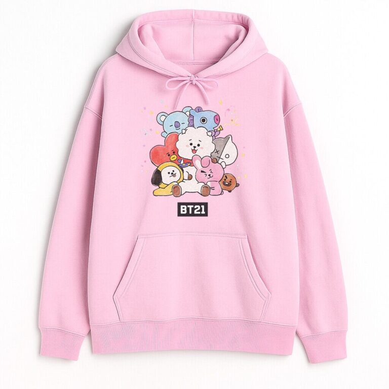 Różowa Bluza z Kapturem BT21 Happy Friends Wyprzedaż