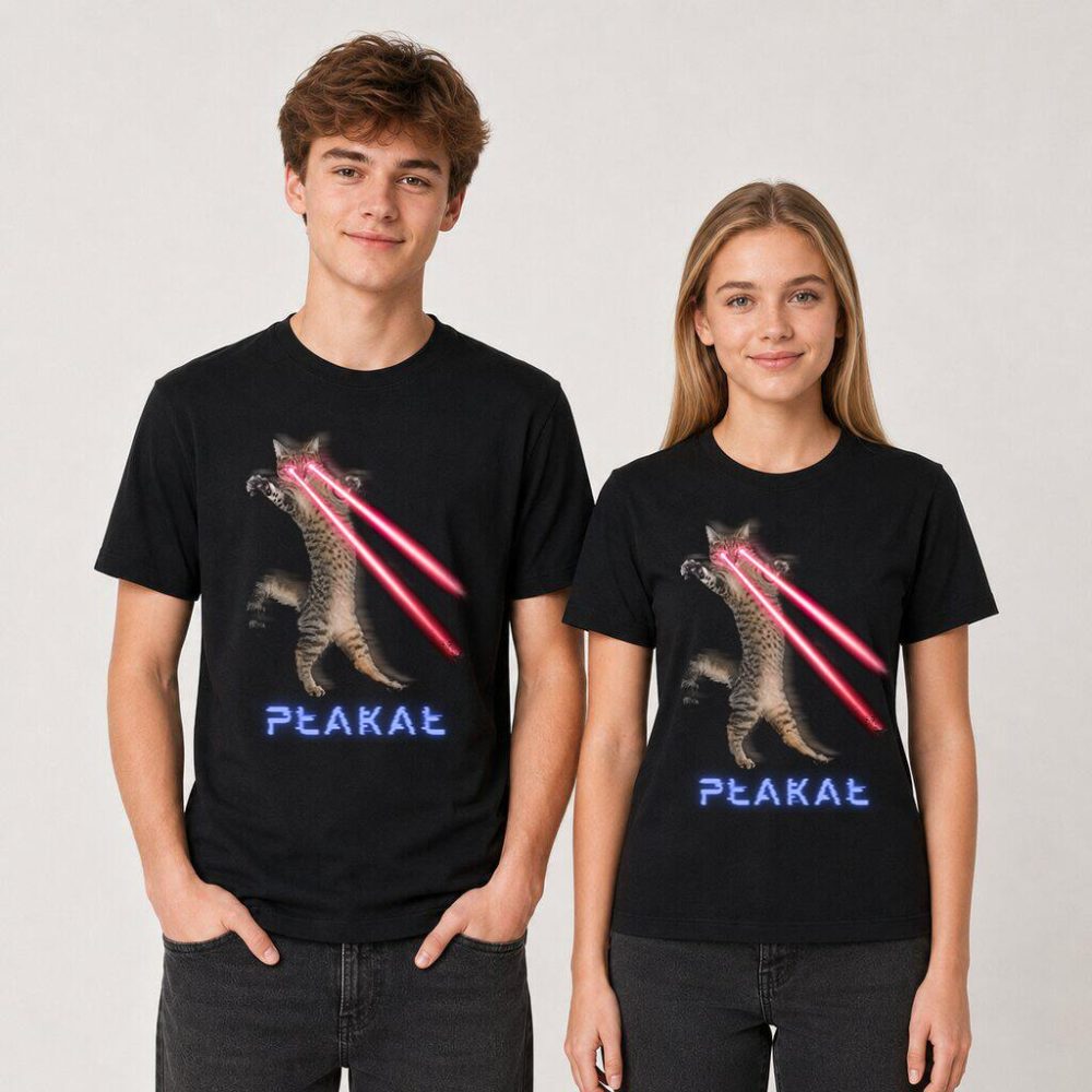 T-shirt Płakał Kot Lasery — zdjęcie 2